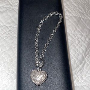 Silver Pave Heart Bracelet